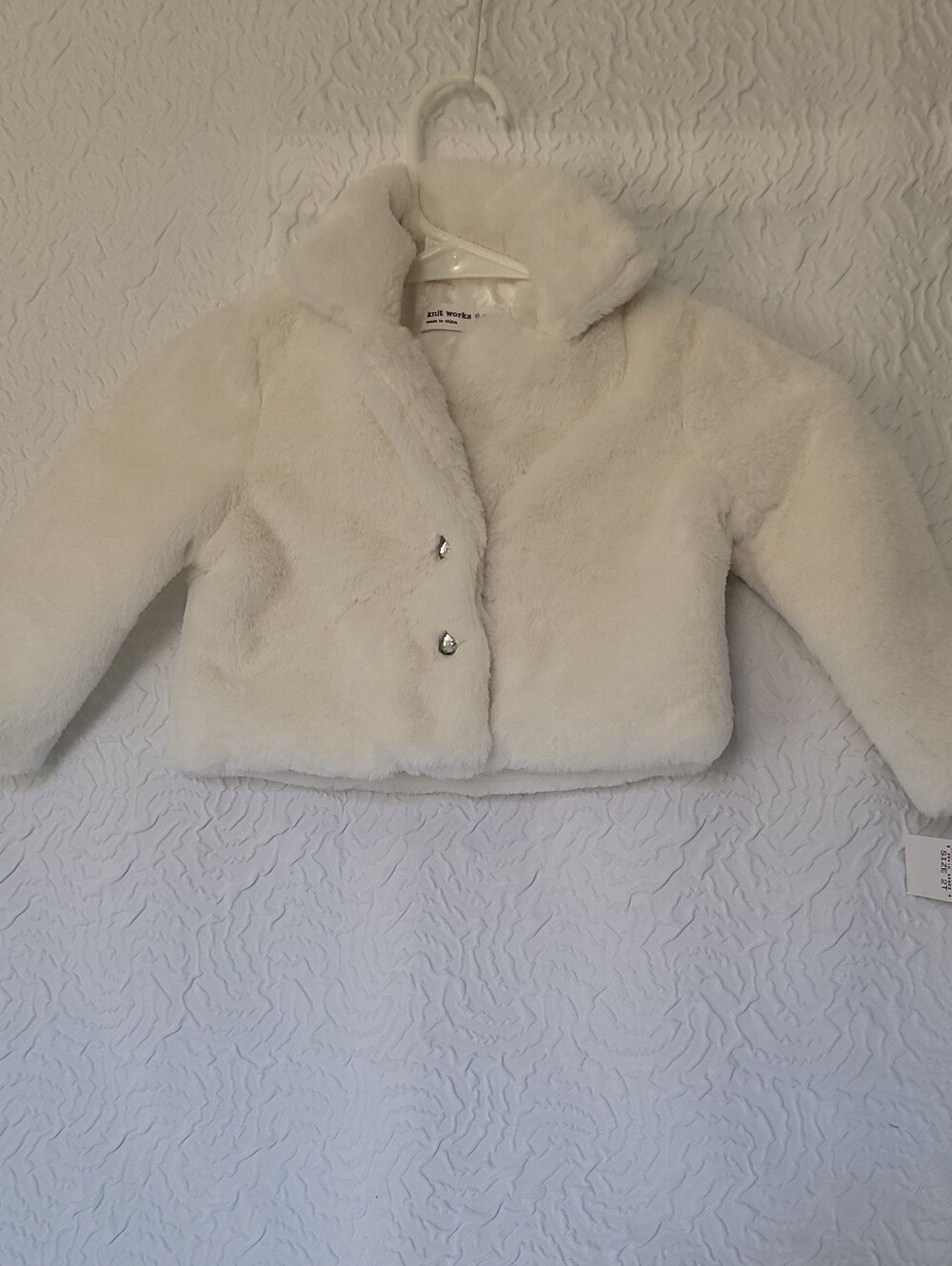 Knitworks 💎Girls Faux Fur Pea Coat in Cream